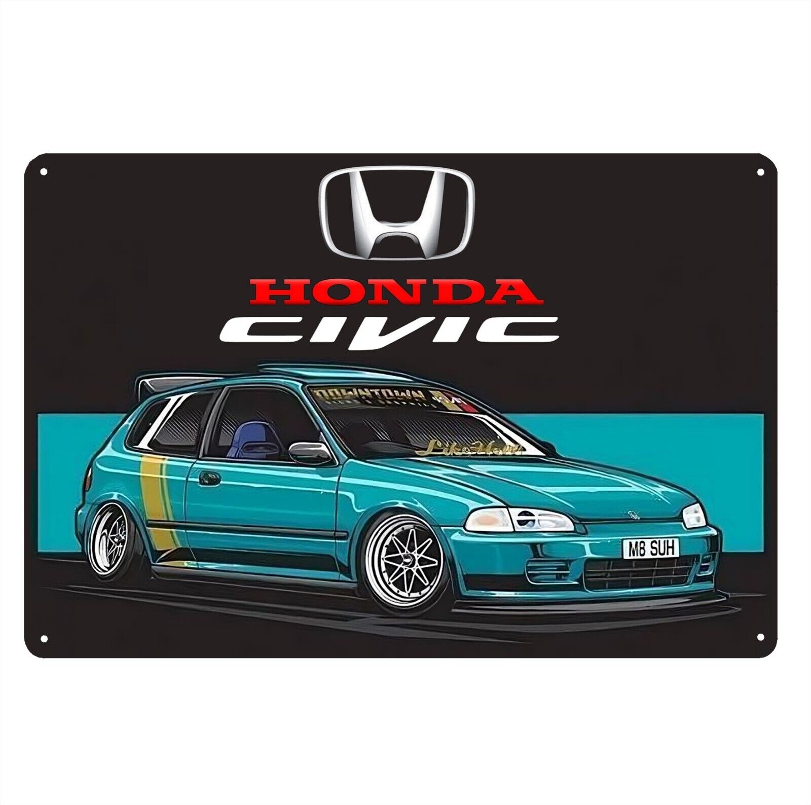 Honda Civic Car Metal Poster Wall