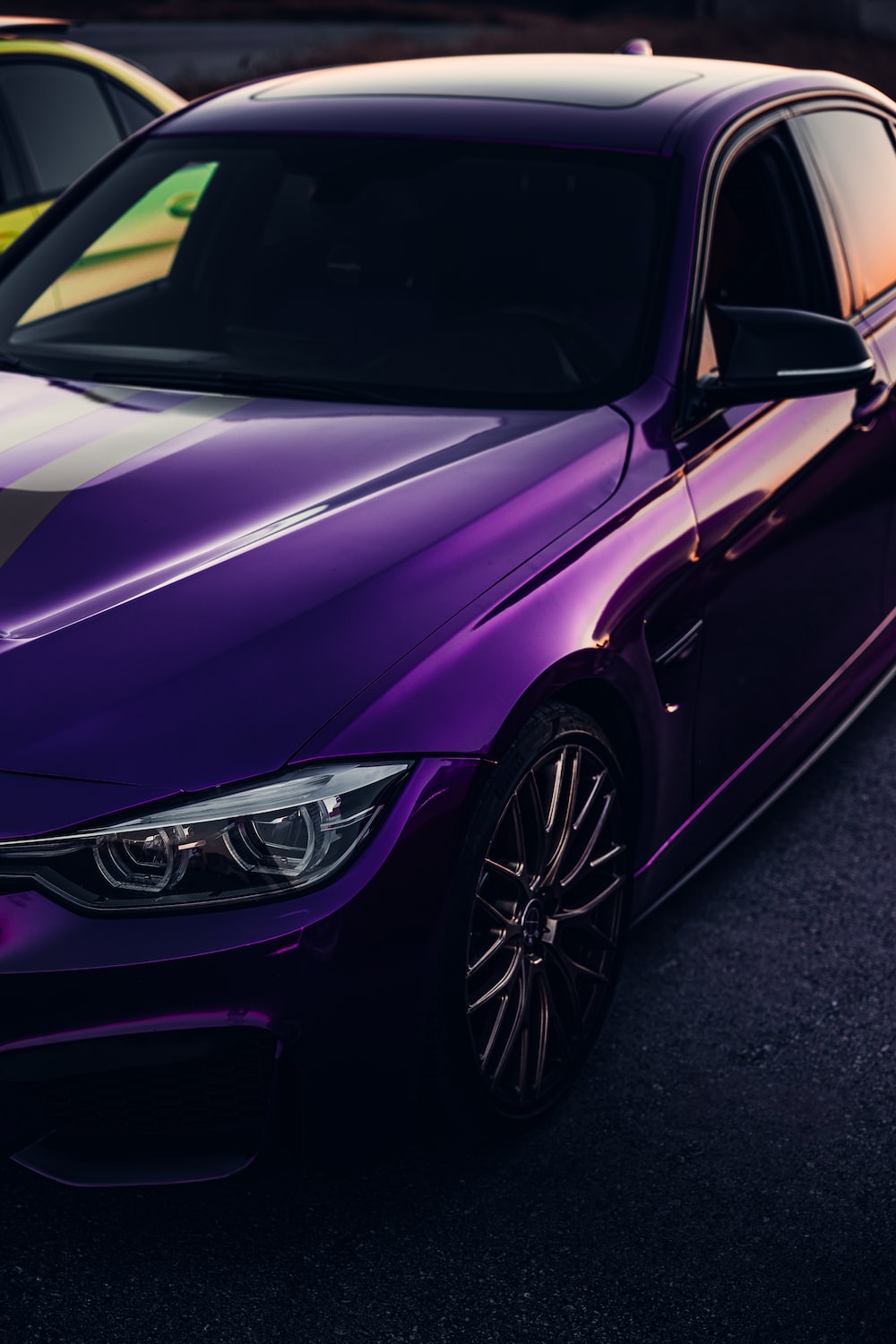 A purple car parked photo