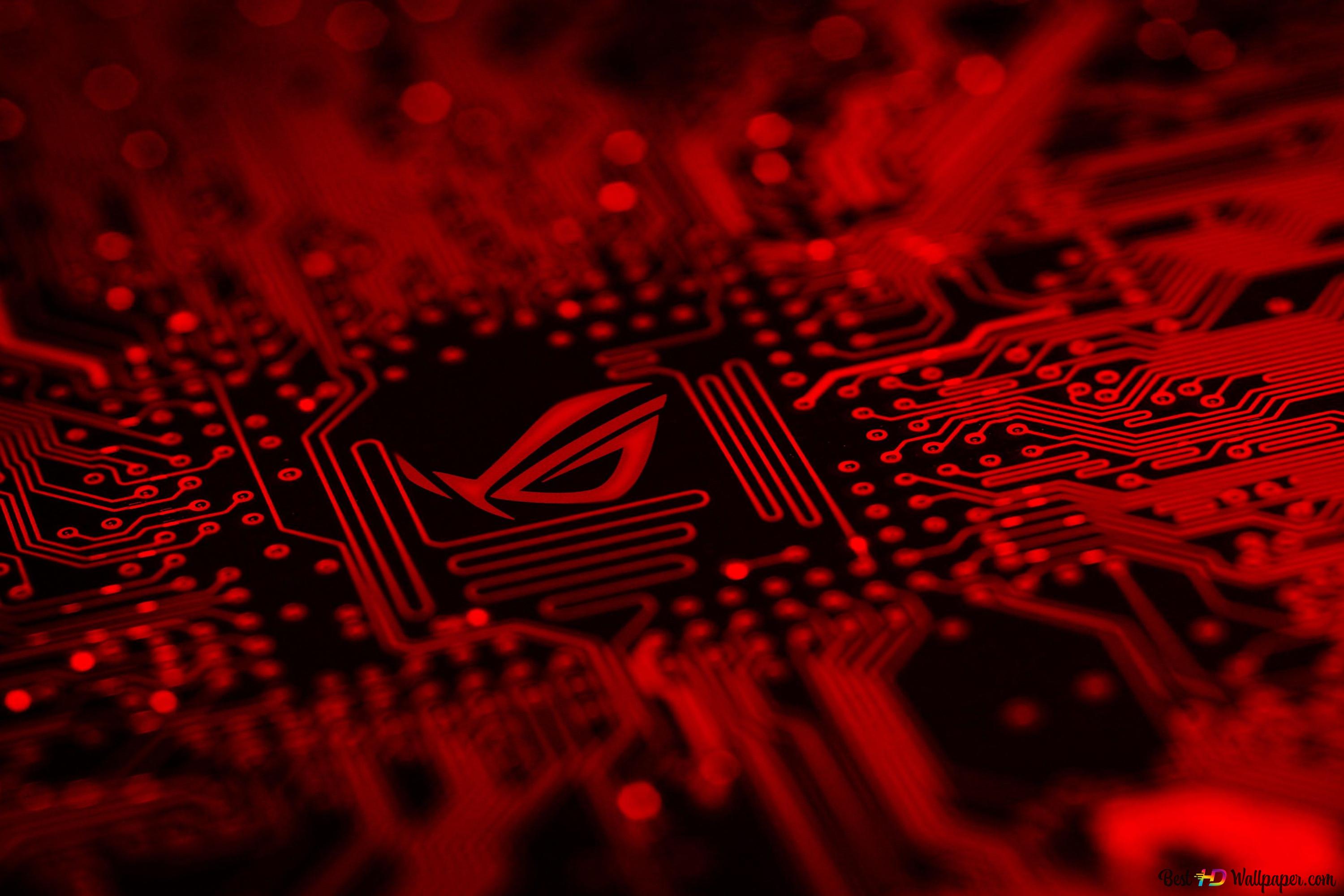 Asus circuit board rog red 4K wallpaper