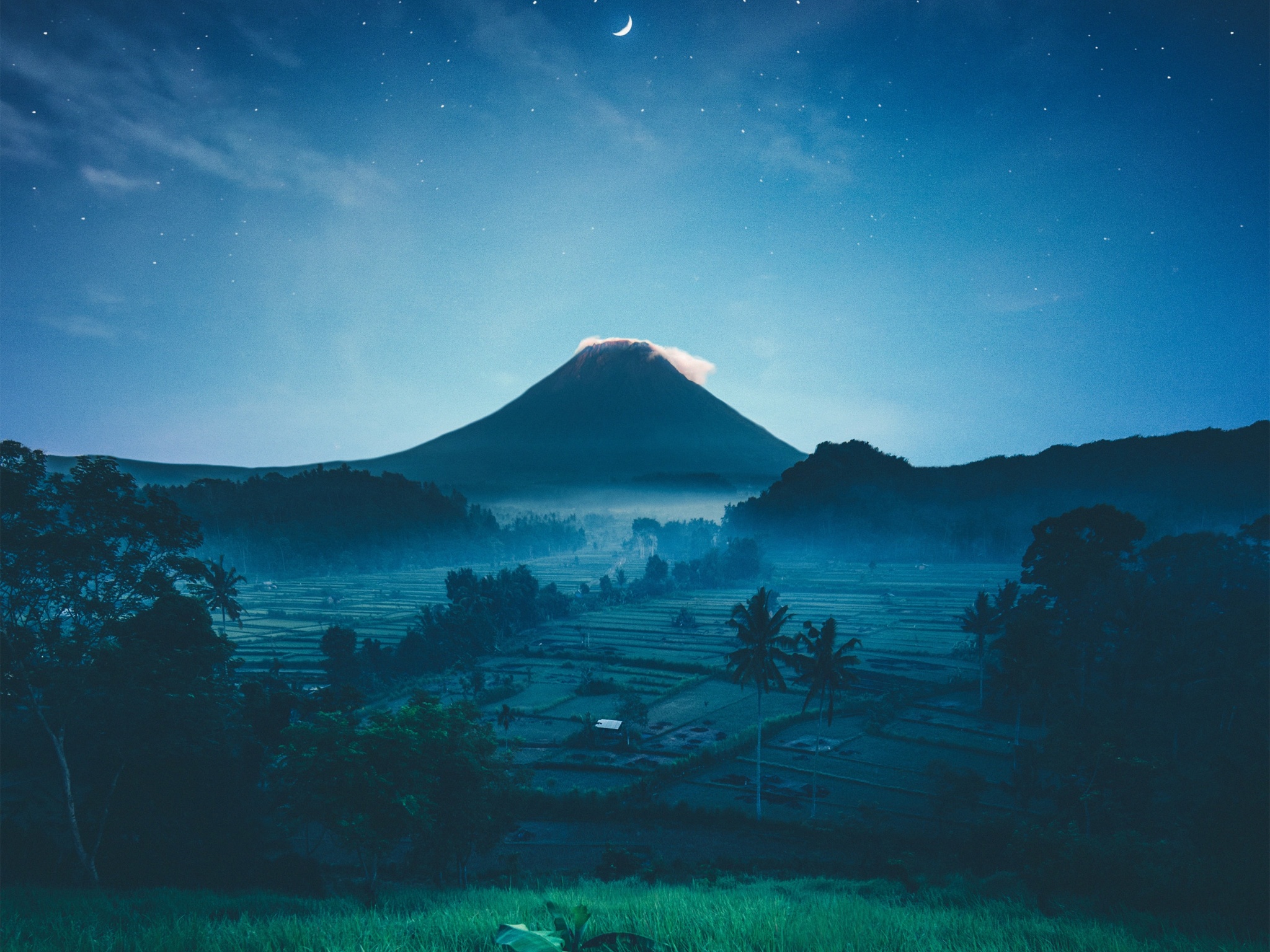 Mount Agung Wallpaper 4K, Volcano, Rice