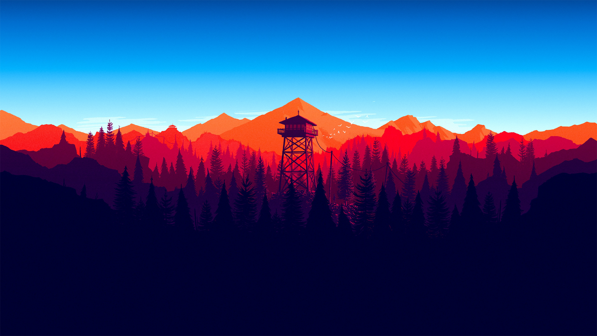Firewatch, video game art, minimalism