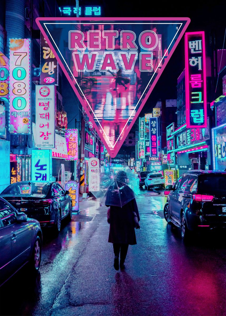 Retrowave Japan Neon Sign' Poster