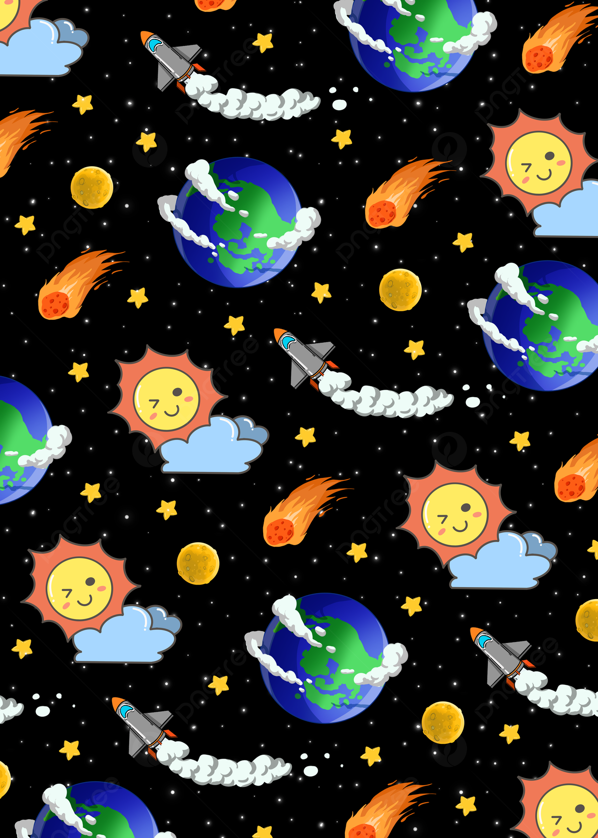 Seamless Cartoon Planet Universe