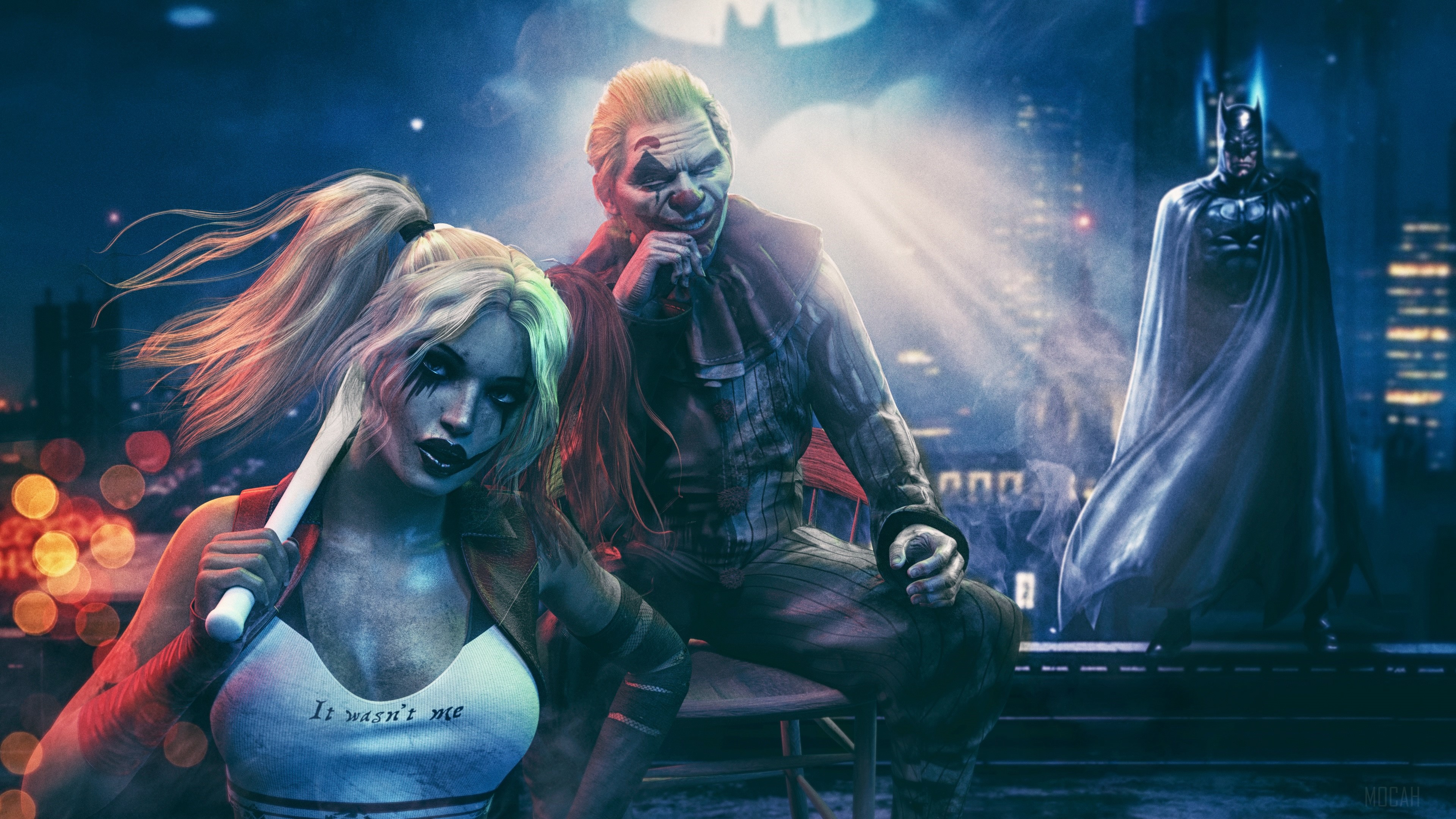 Joker With Harley Quinn And Batman 4k