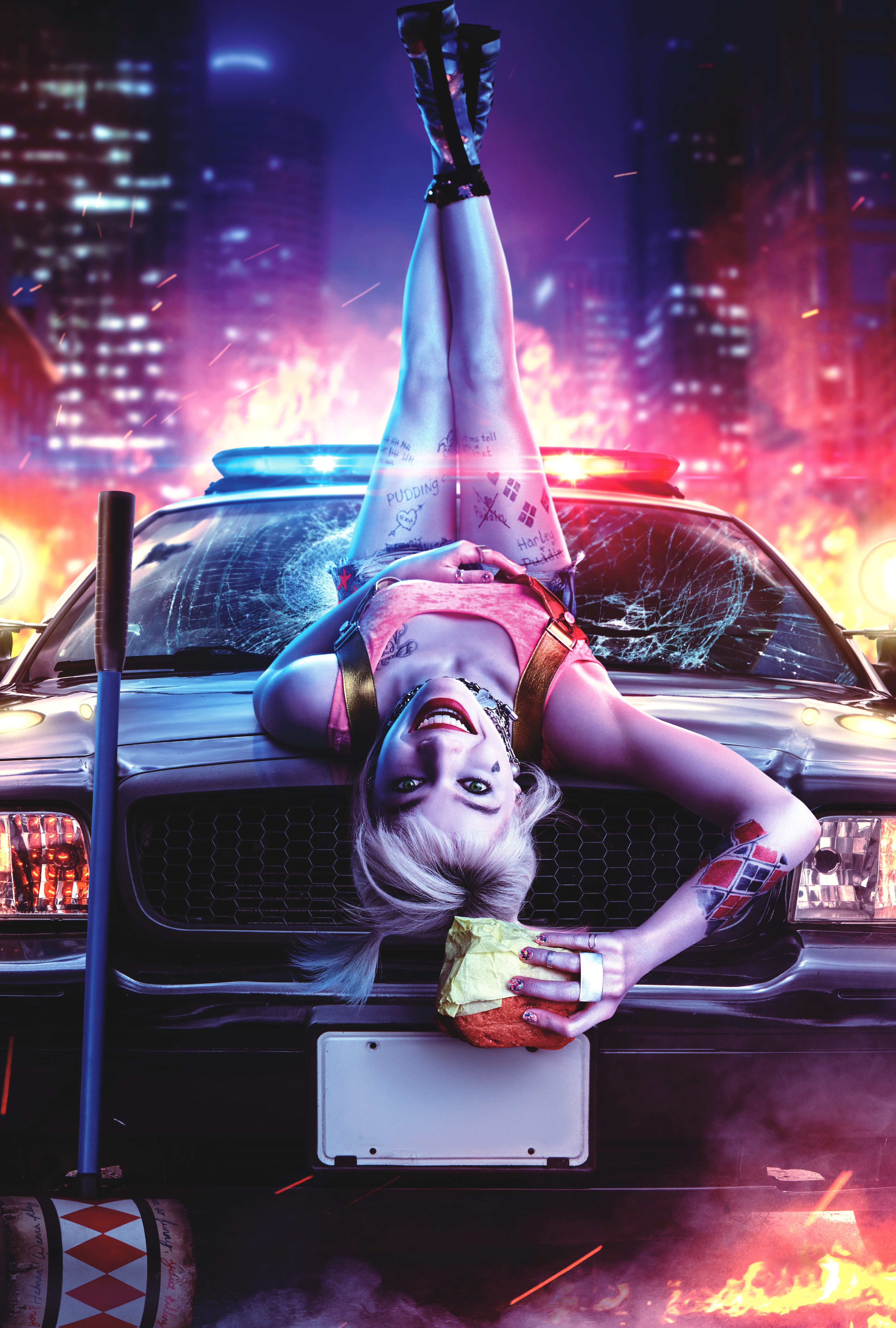 Harley Quinn Wallpaper 4K, Birds