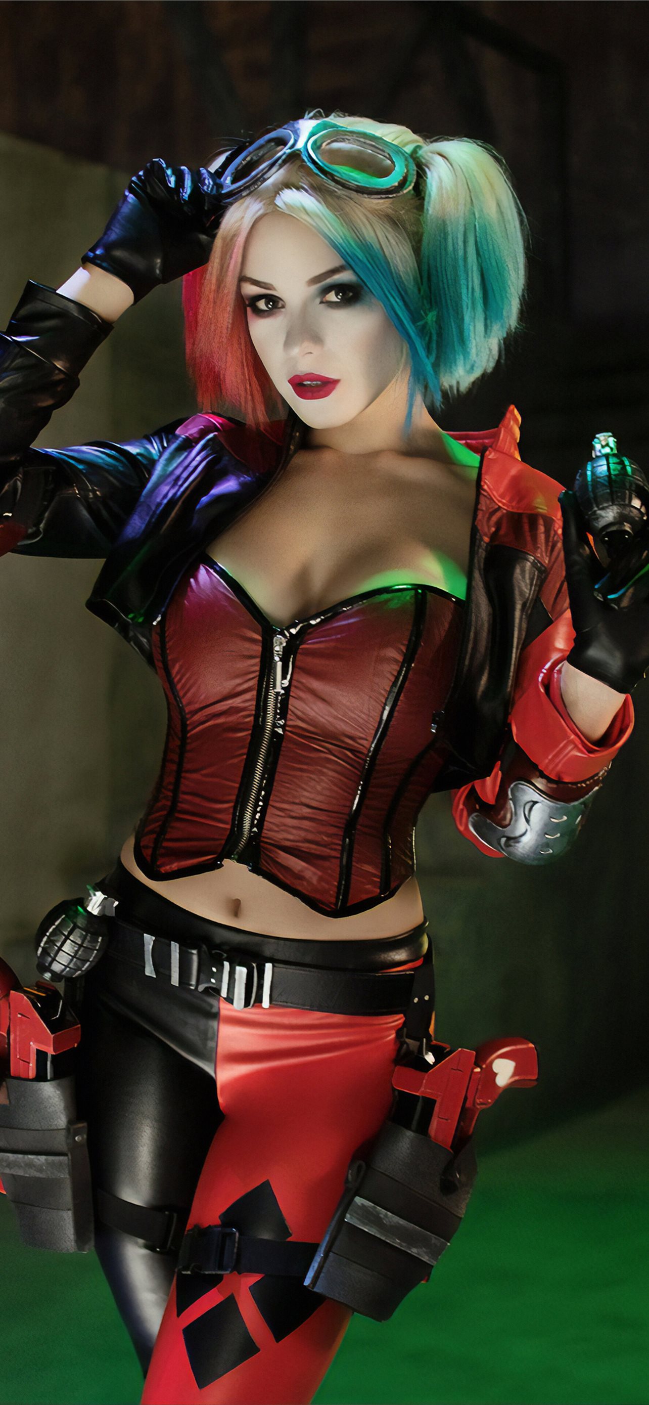 Harley Quinn Cosplay 4K phone HD Image Bac. iPhone Wallpaper Free Download
