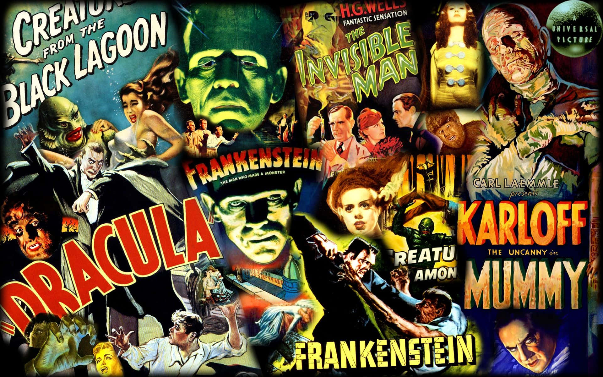 Download The Terrifying Universal Monsters Film Poster Wallpaper