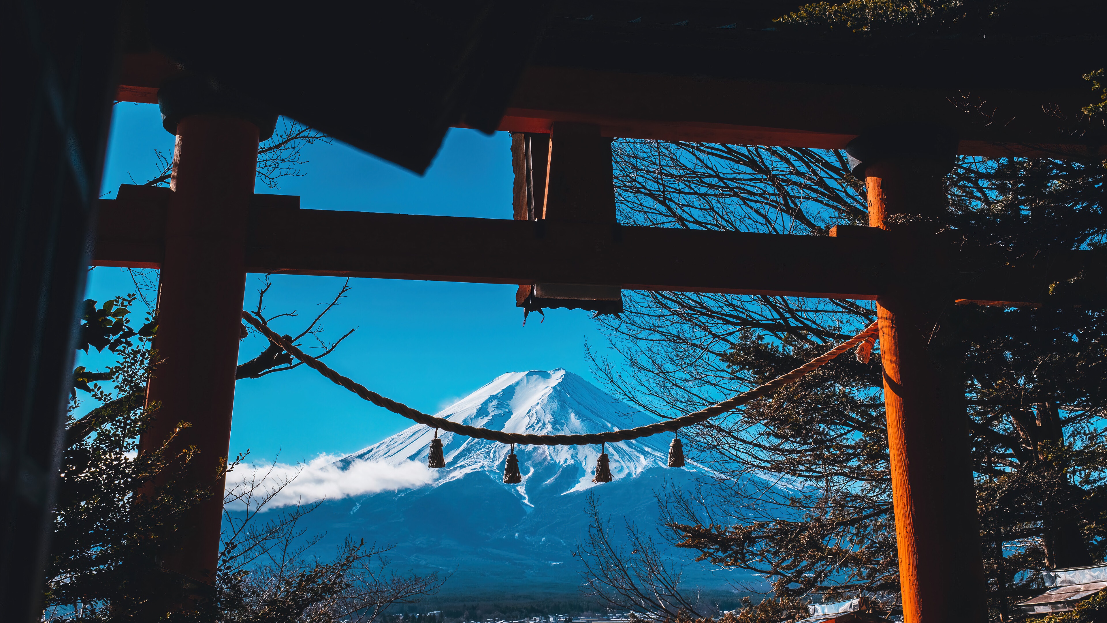 mountain, japanese, shrine, gate, scenery, 4k, pc Gallery HD Wallpaper