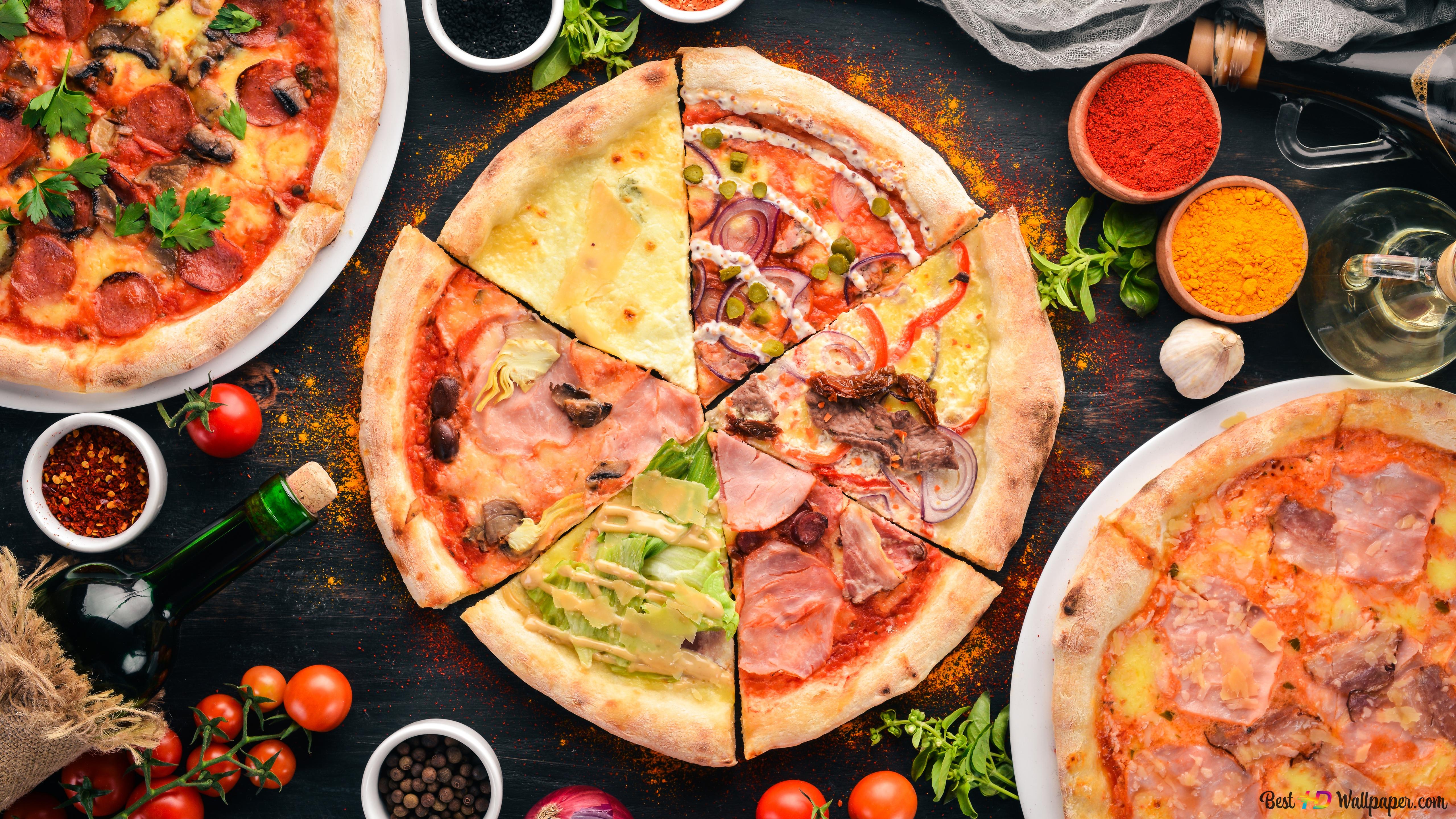 Flavors of Pizza 8K wallpaper download
