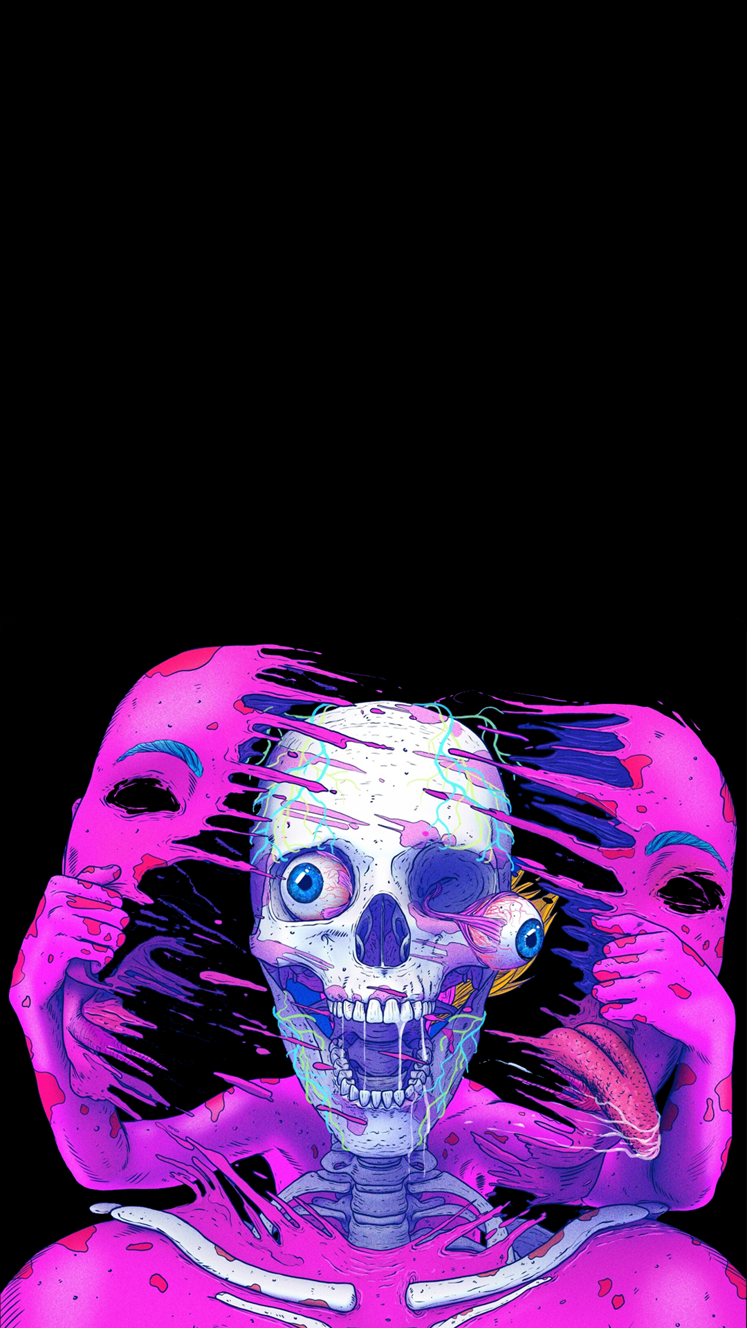 Wallpaper Skeleton, Amoled, Oled Skull, Psychedelic Art, Art, Background Free Image