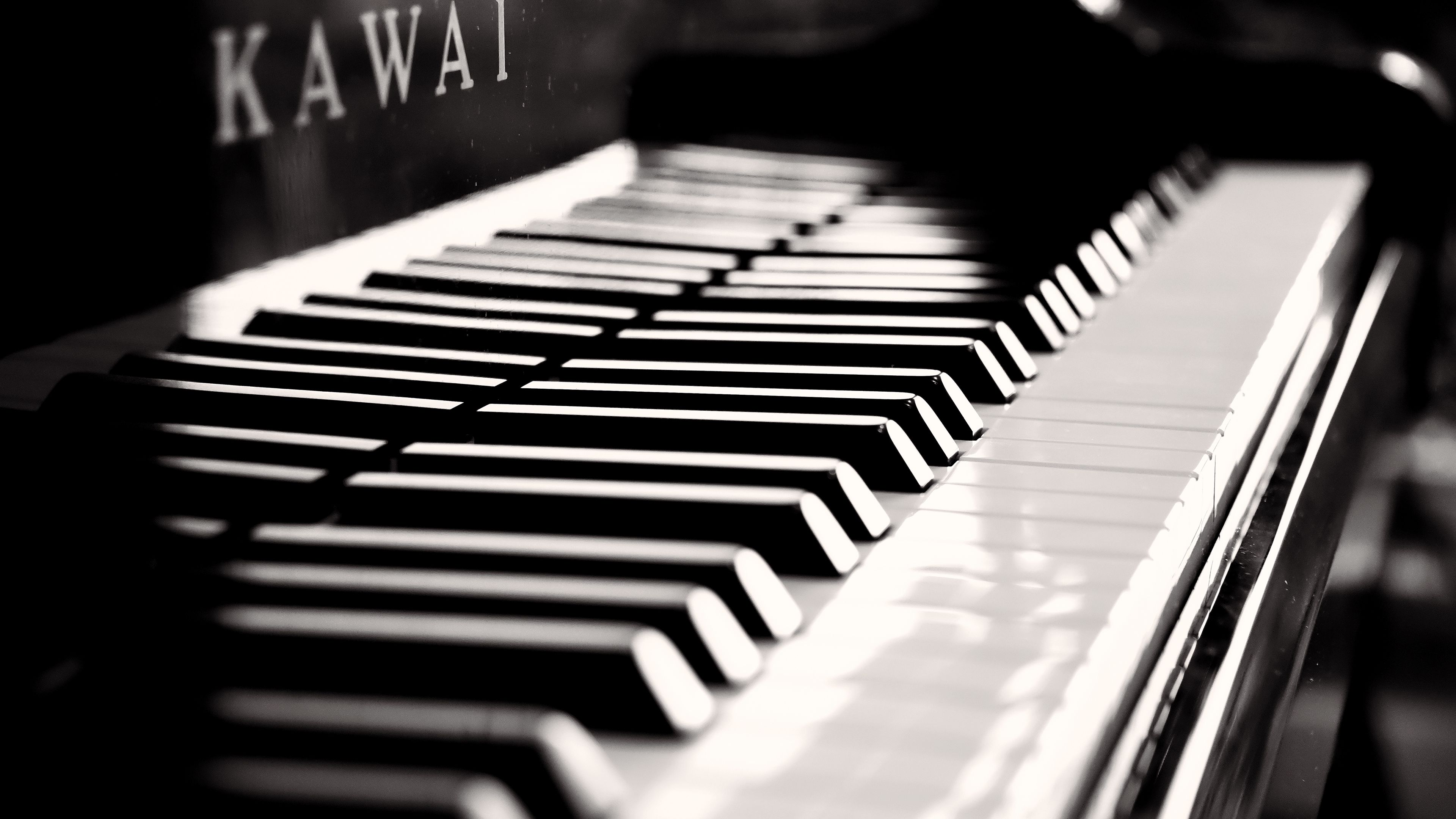 piano, bw, keys, musical instrument, 4k