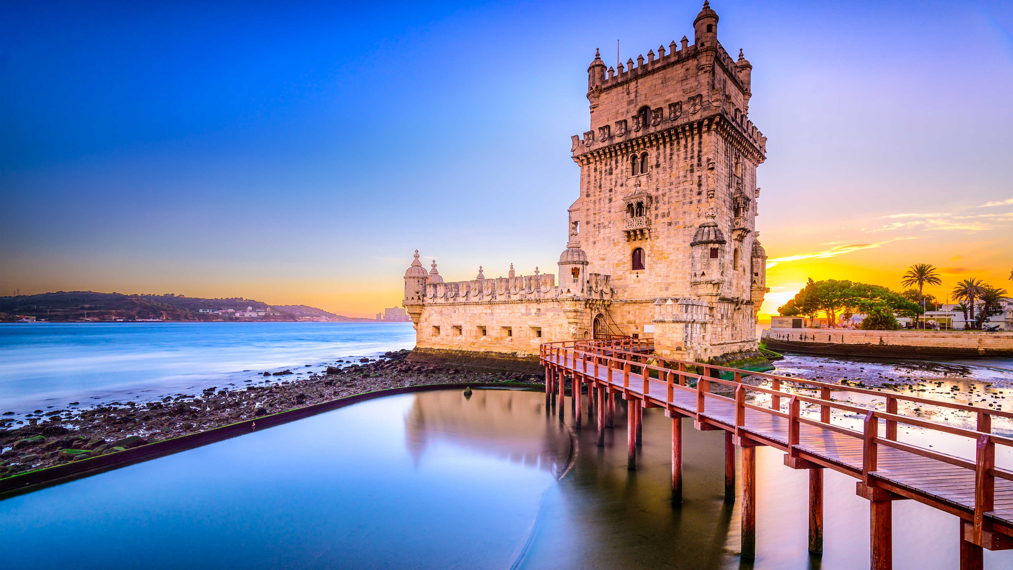 Wallpaper 4k tower, bridge, belem