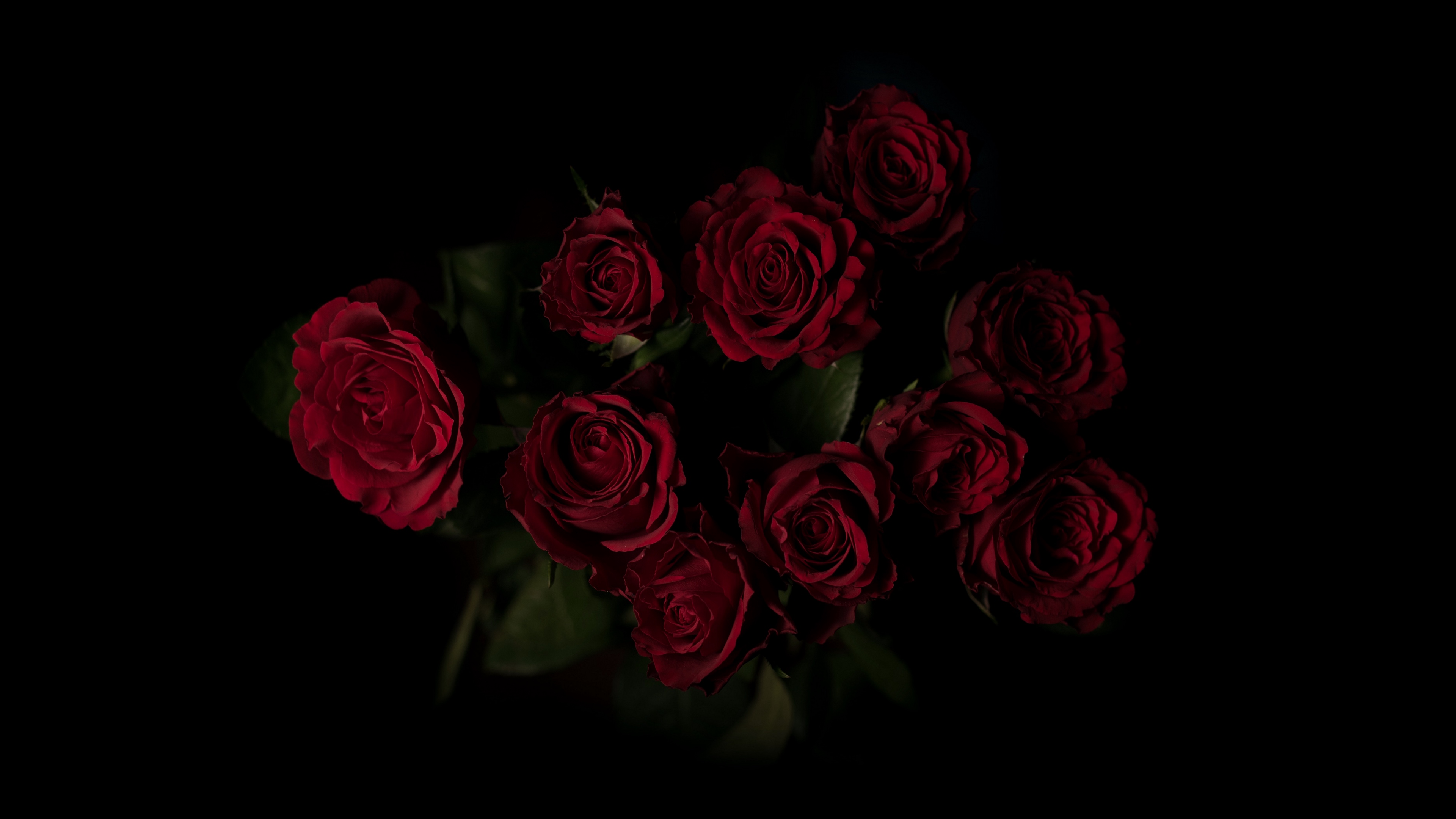 Wallpaper 4k roses, bouquet, red, dark