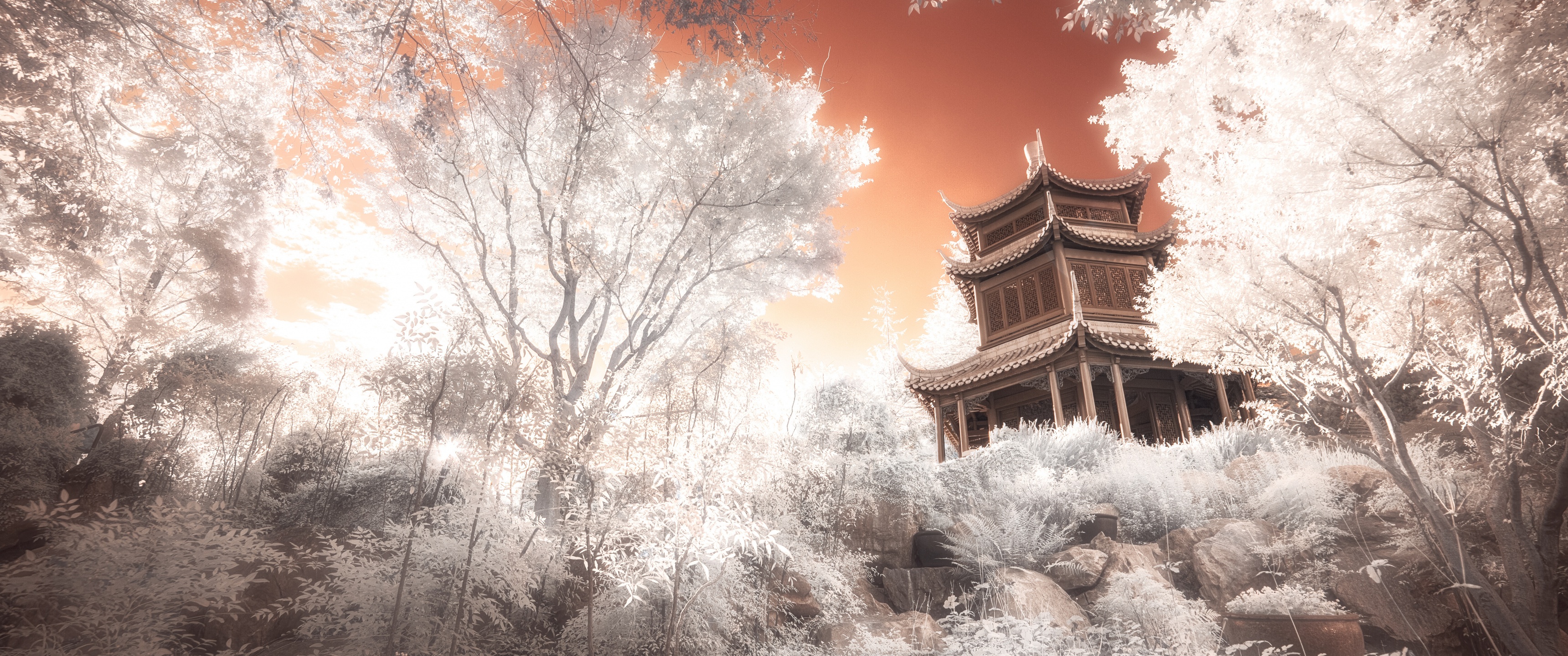 Pagoda Wallpaper 4K, Temple, Fantasy