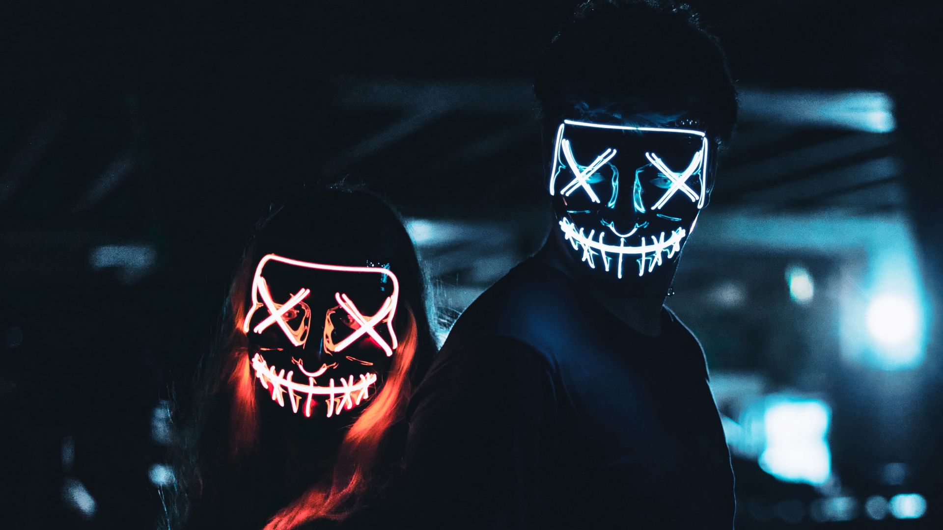 wallpaper 1920x1080 masks, pair