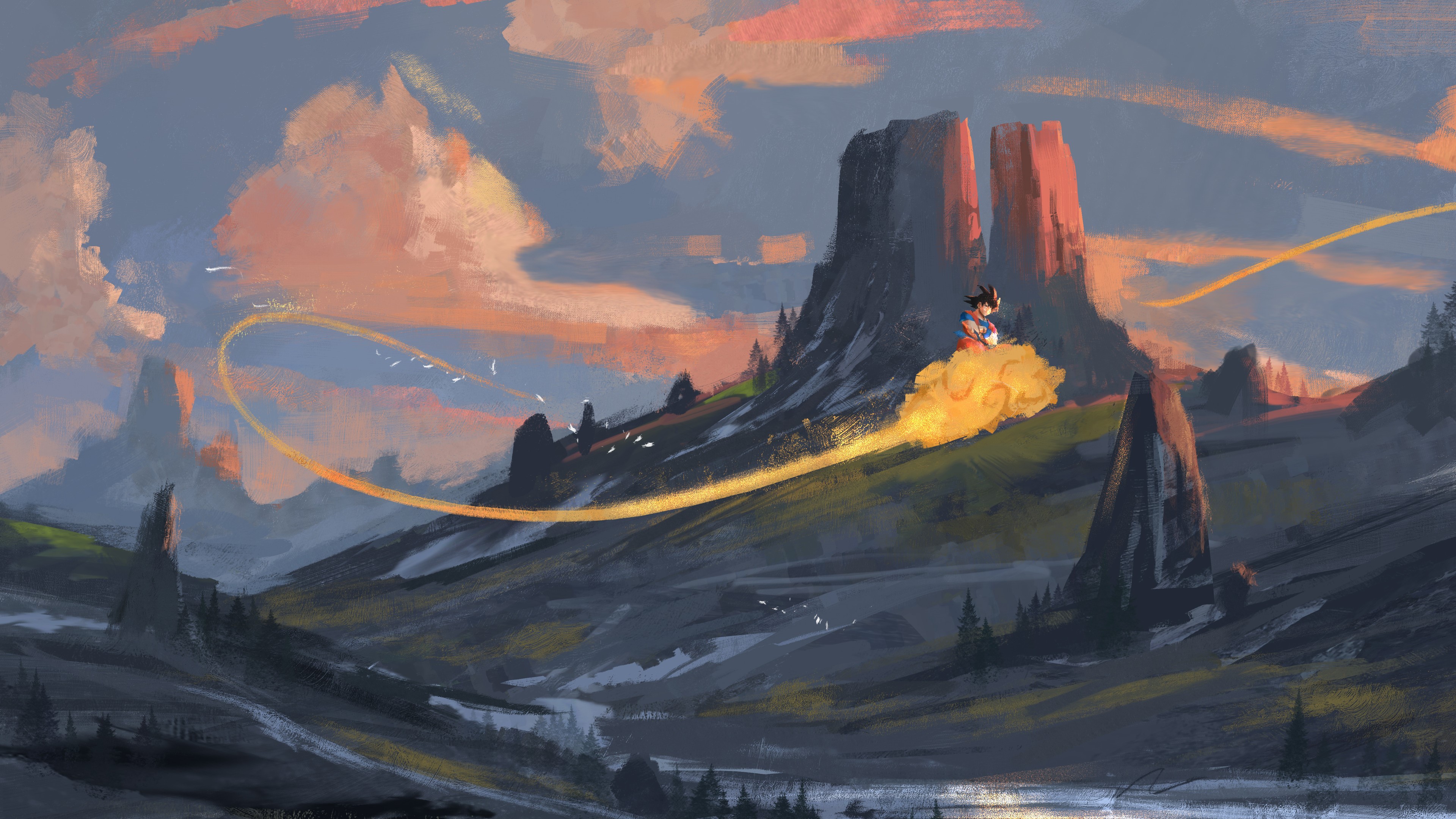 anime boys, clouds, Son Goku