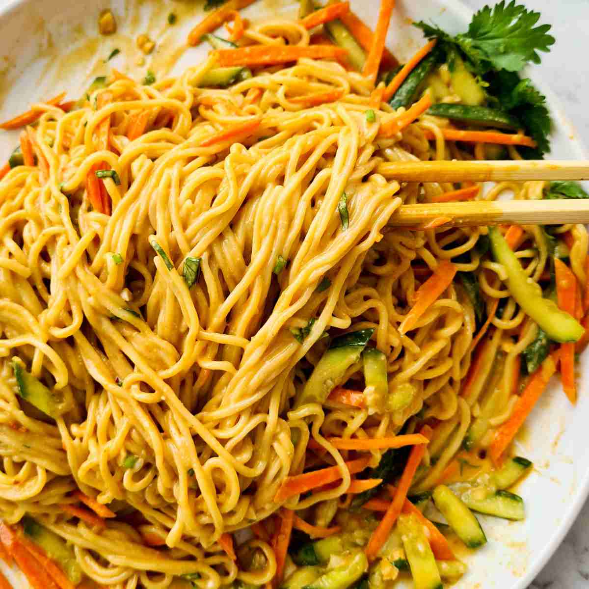 Spicy Sesame Peanut Butter Noodle Salad