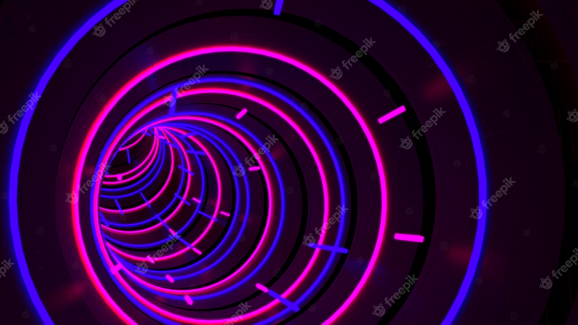 neon light circle tunnel wallpaper
