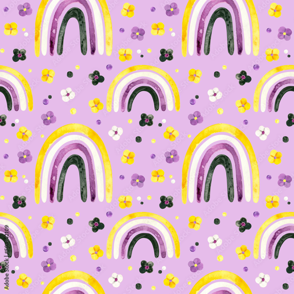 Nonbinary pride seamless pattern