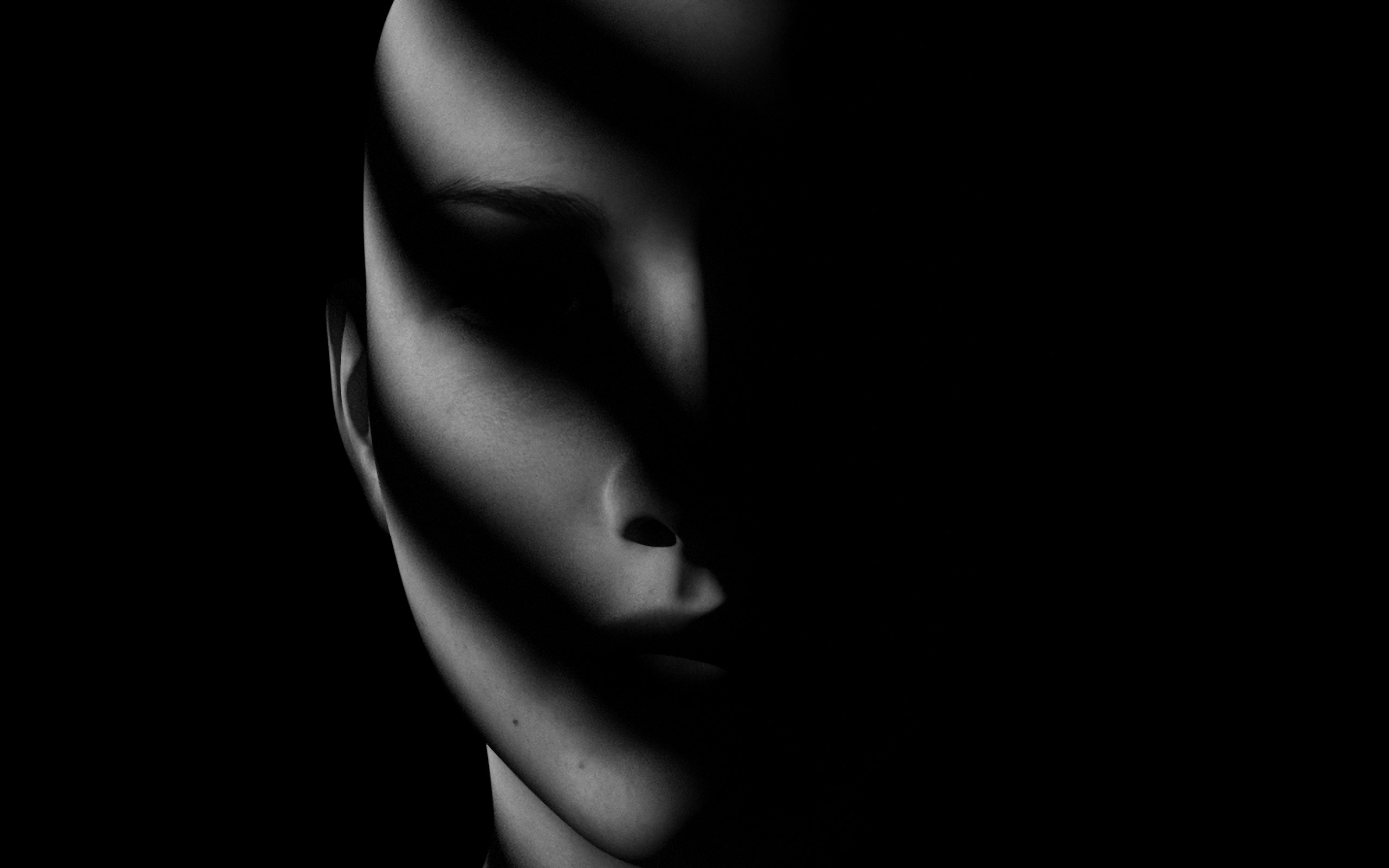 creepy, shadow, face, women