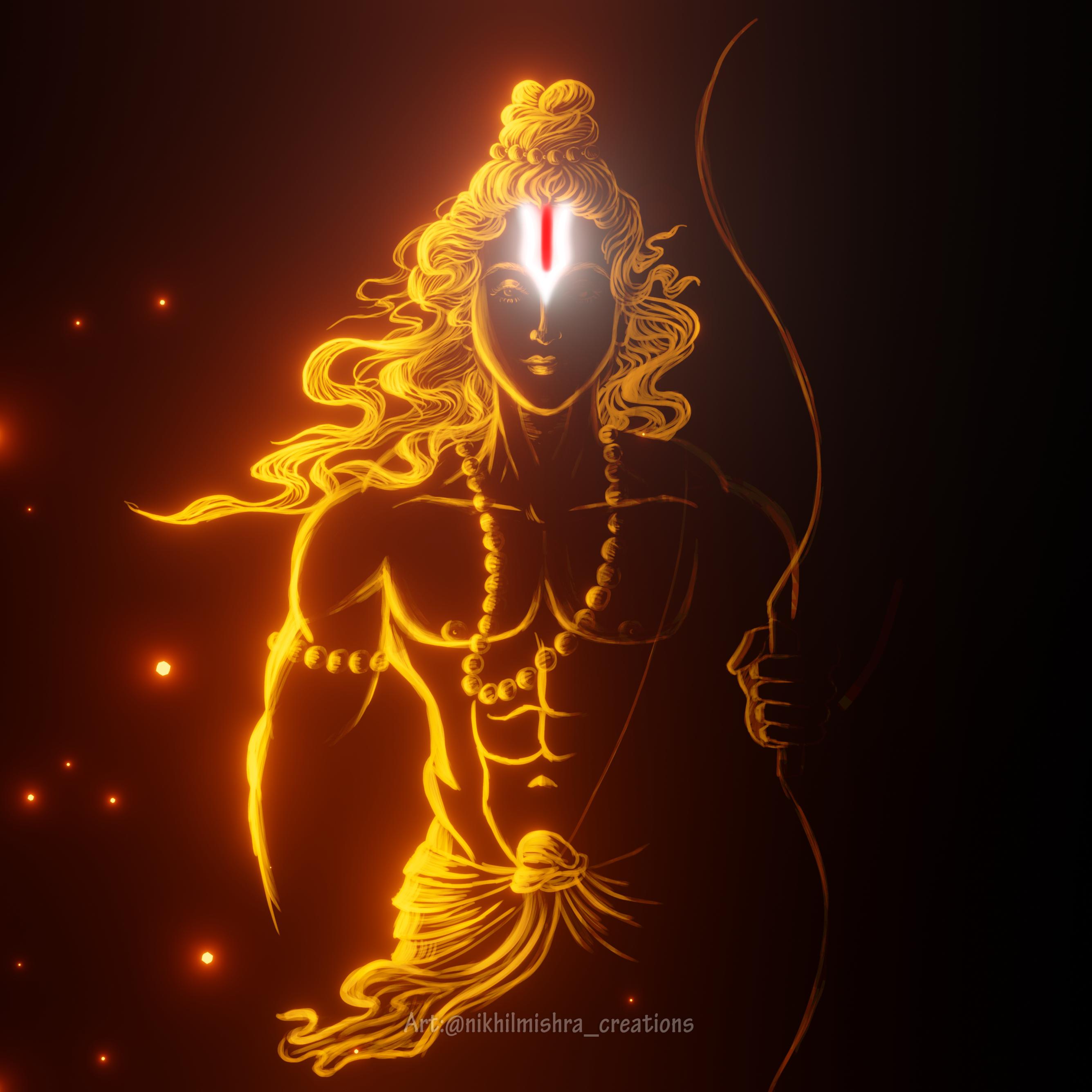 digital artwork of Shri Ram fell free