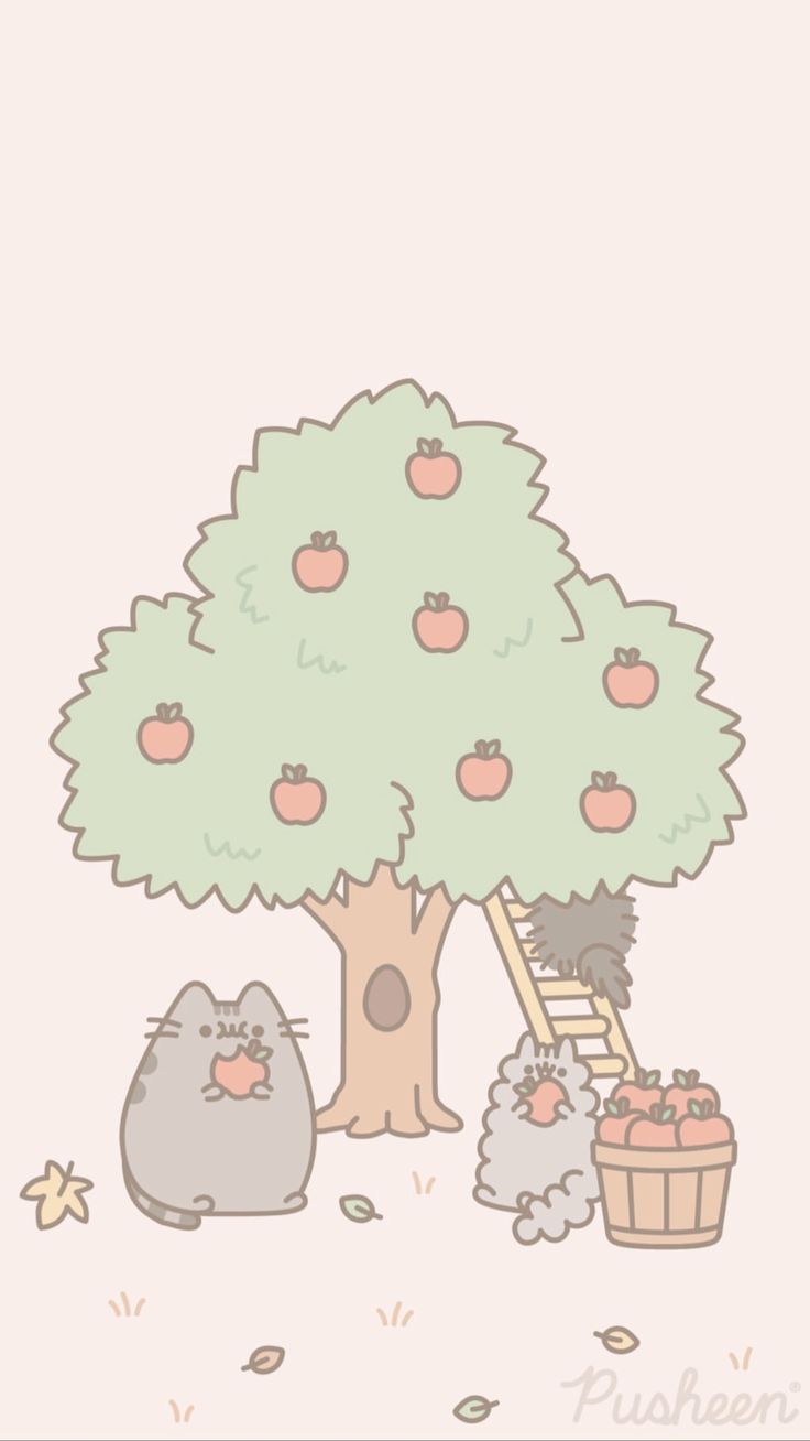 Pusheen the cat iphone wallpaper fall