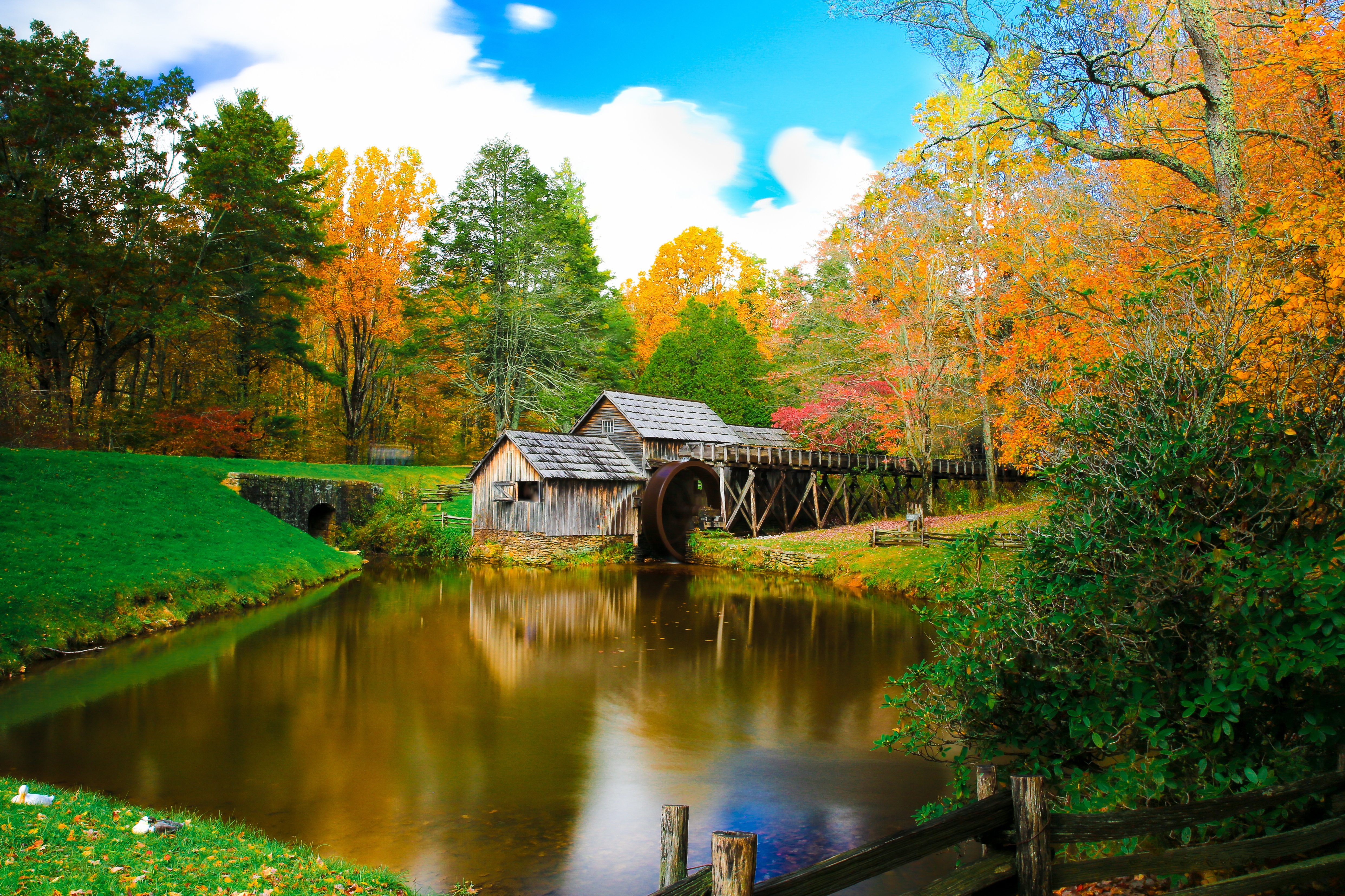 USA Autumn Mill Mabry Mill Virginia Nature wallpaperx3311