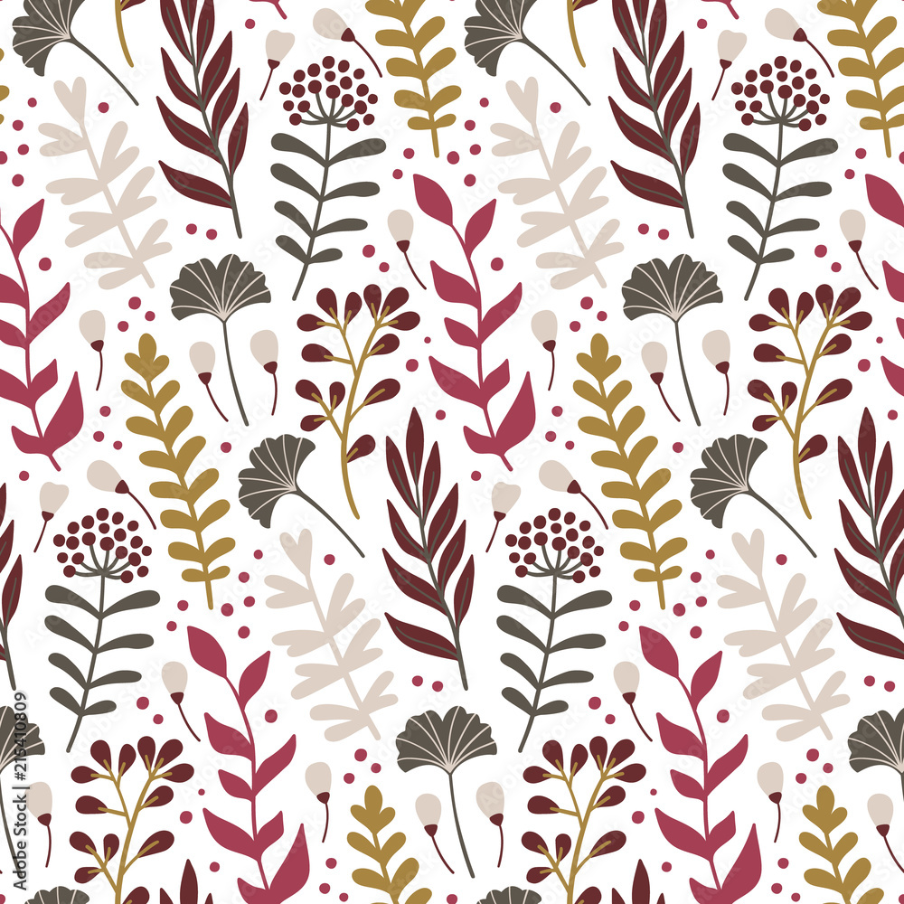 floral elements. Autumn background