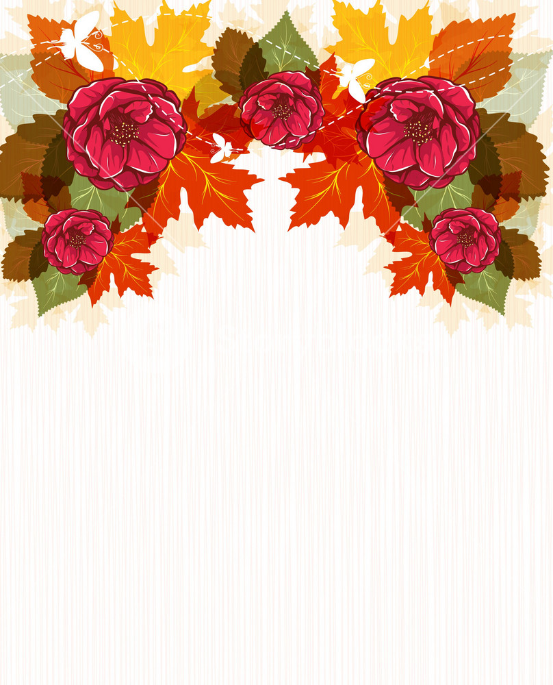 Vector Autumn Floral Background Royalty