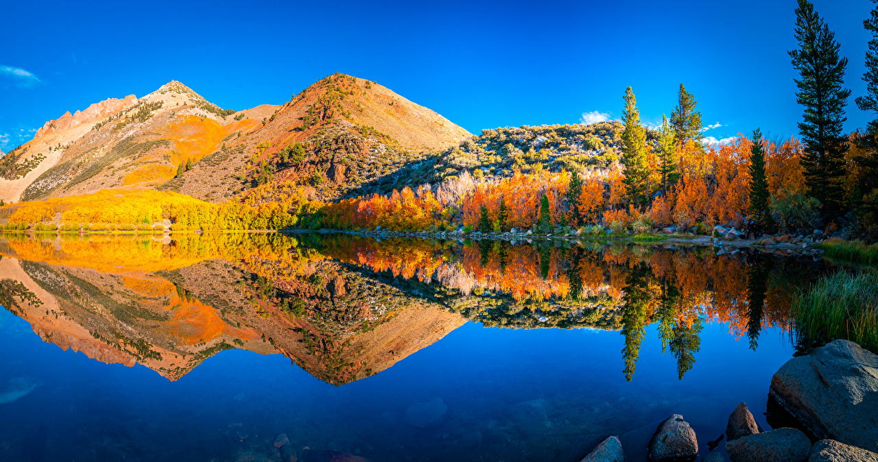 Wallpaper California USA Nature Autumn Mountains Scenery Reflection