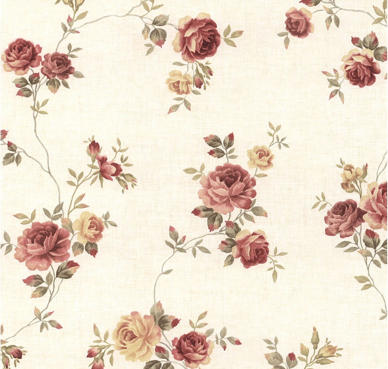 Autumn Vineyard Roses Wallpaper Shabby