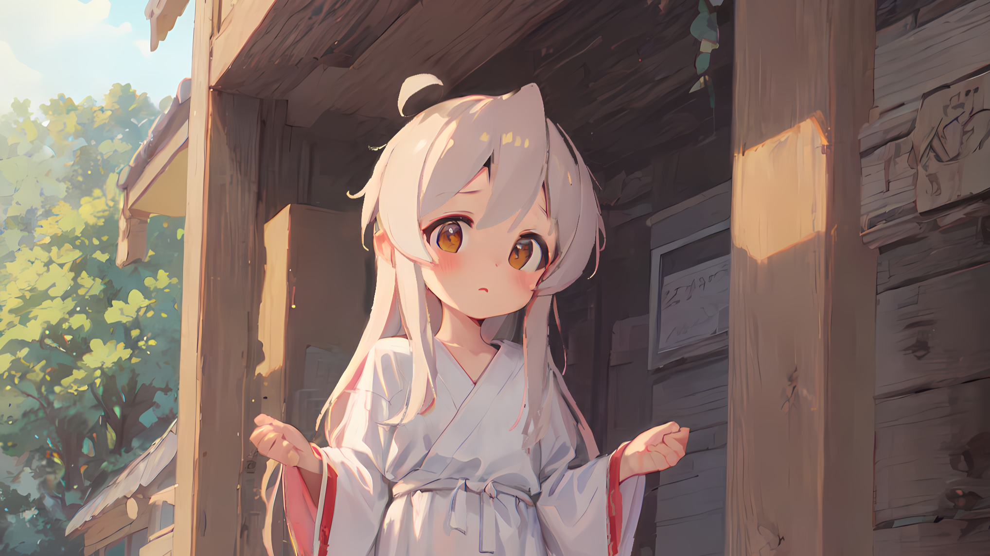 Anime Girls Children White Hair Long