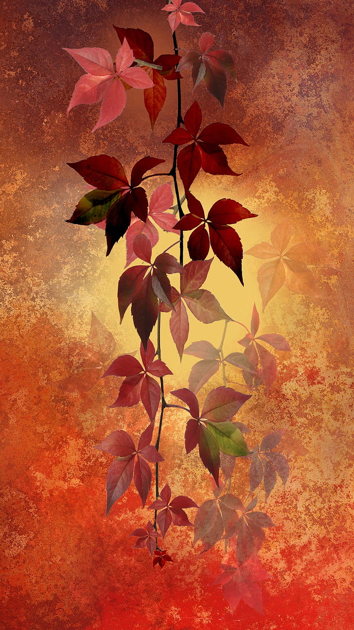 Red and green leaves wallpaper