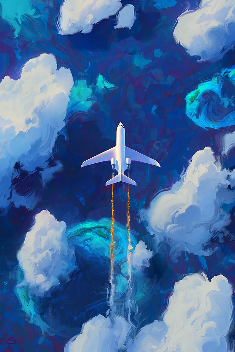 wallpaper 800x1200 plane, sky, art