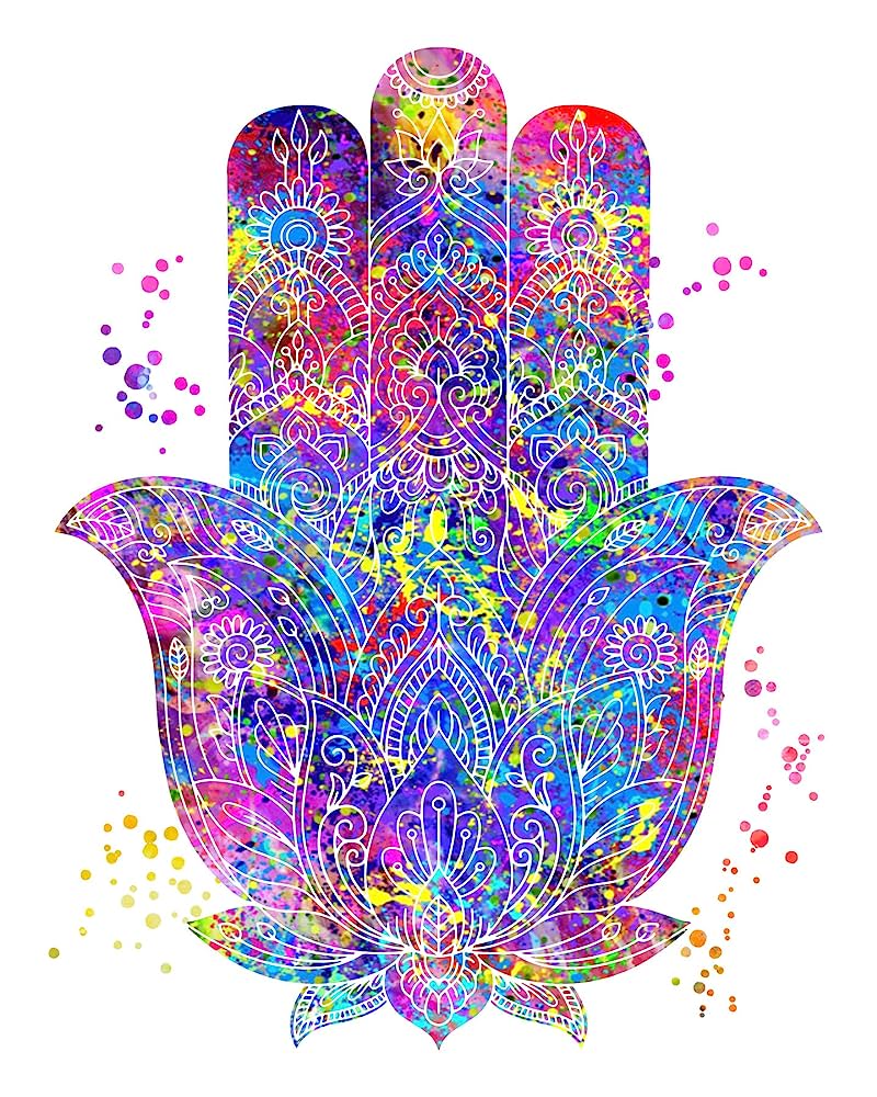 Hamsa Fatima Hand Vibrant Watercolor