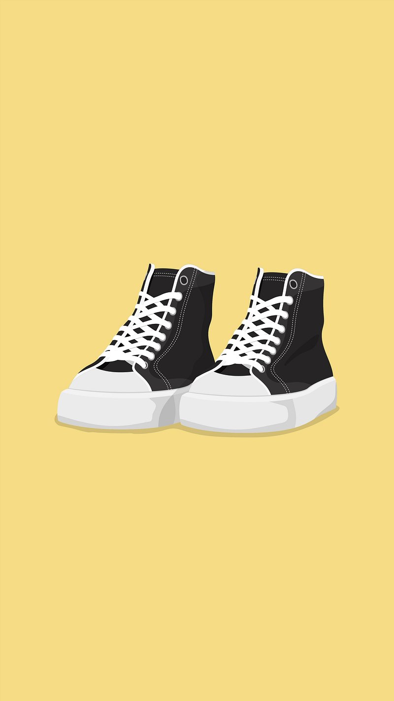 Cartoon sneaker iPhone wallpaper, flower. Premium Photo Illustration
