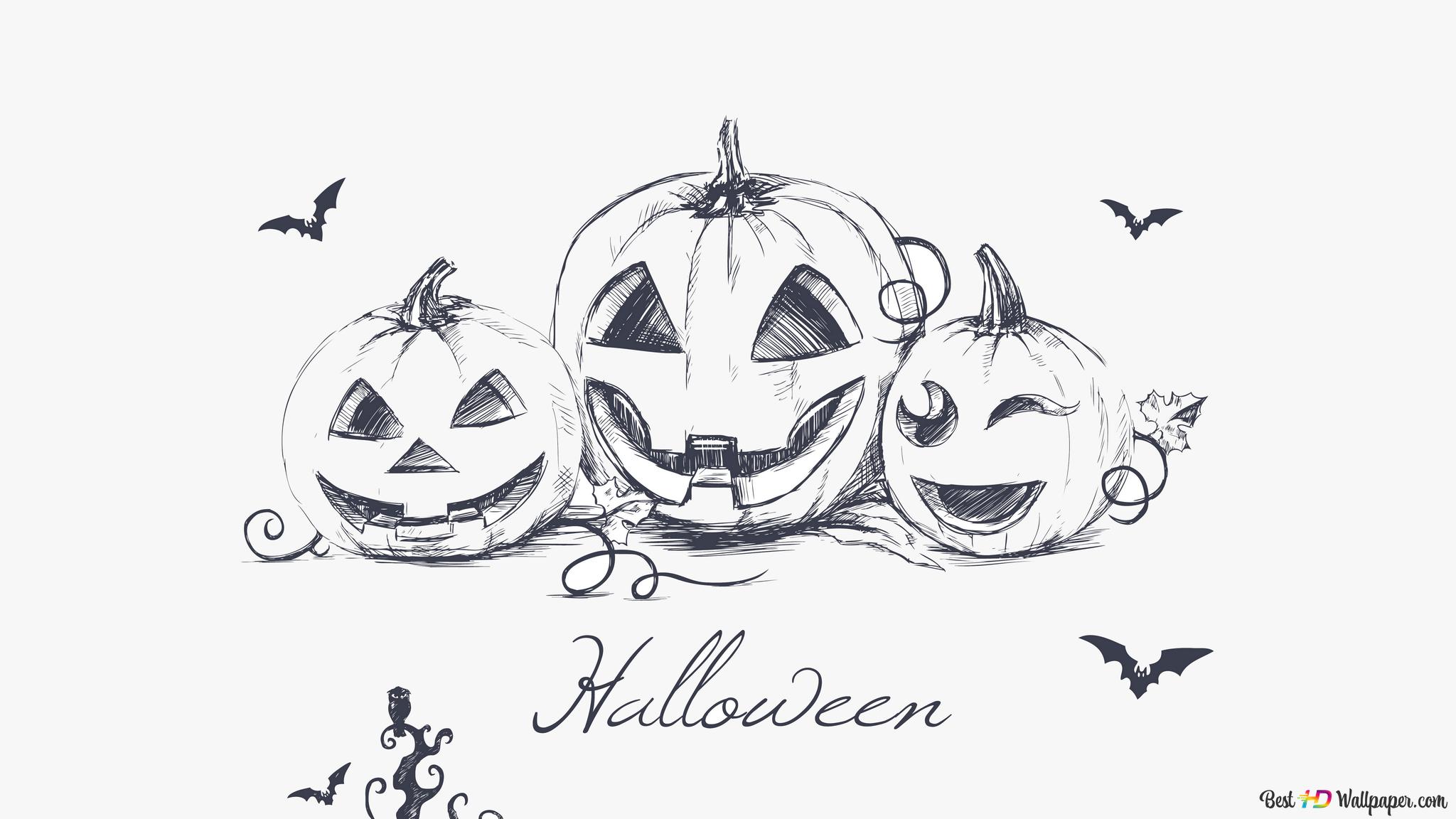 Sketchy halloween 6K wallpaper download