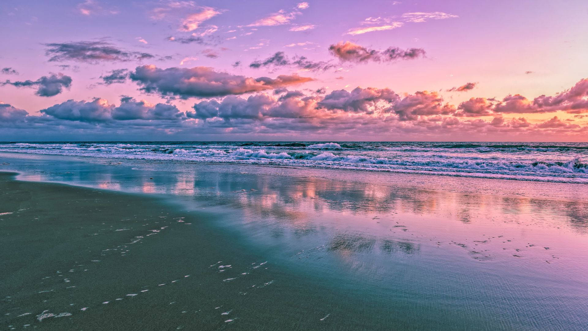 Download Purple Cloudy Beach Sunrise