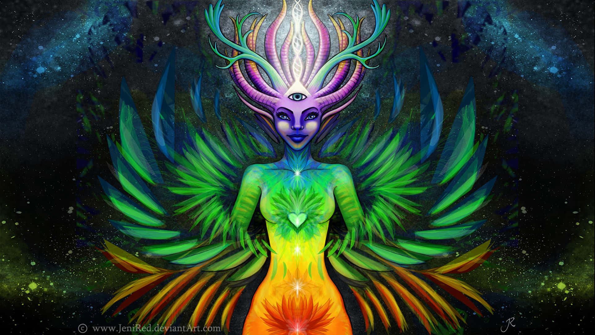 Download A Colorful Woman With Wings
