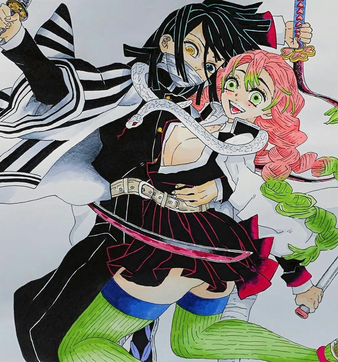 Obanai iguro & Mitsuri Kanroji. Anime