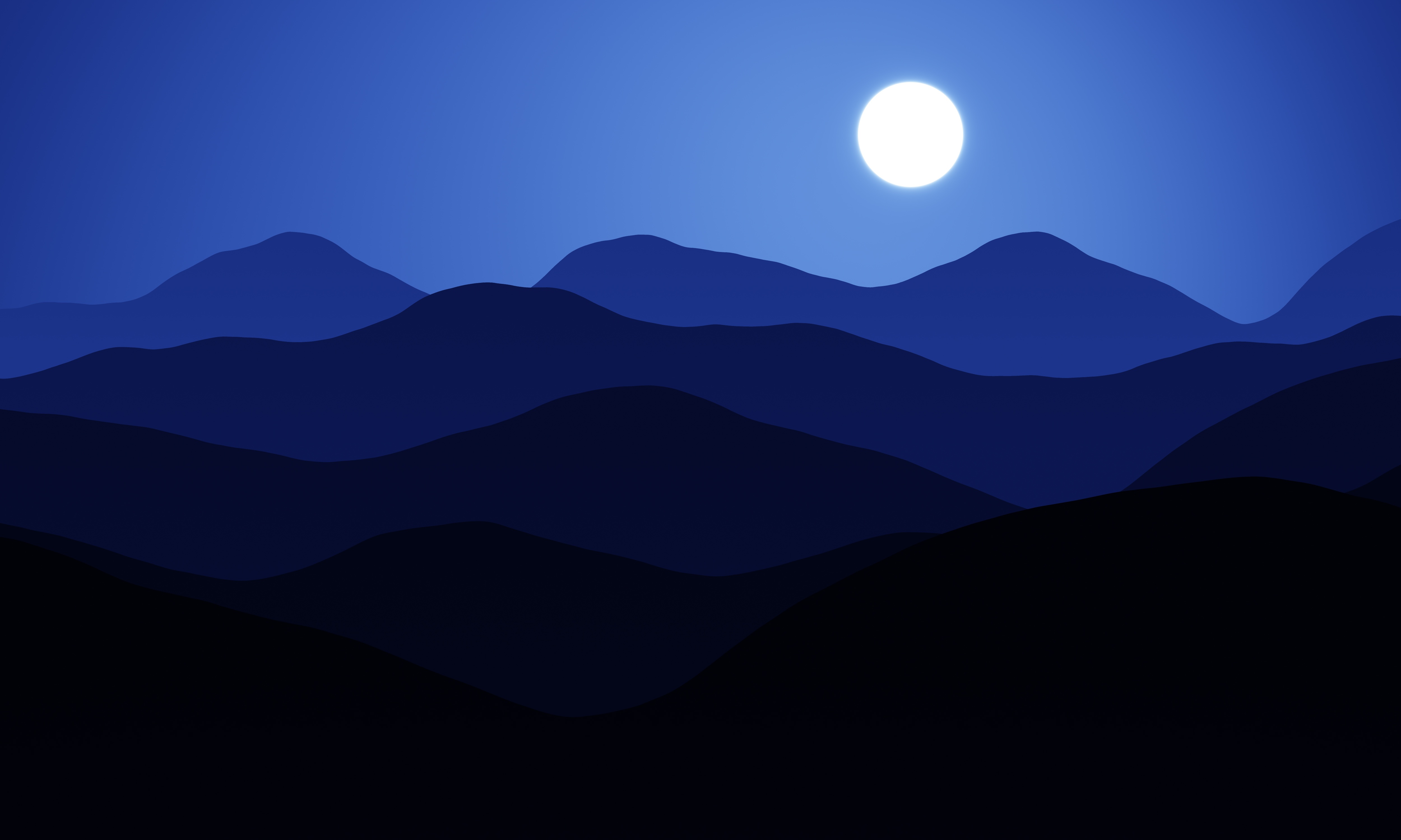 5K, 4K, Blue, Minimal, Moon