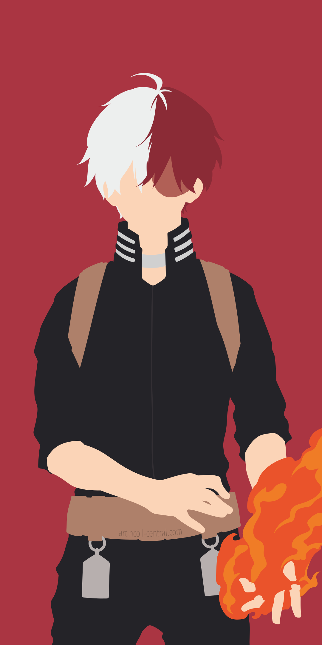 Wallpaper / Anime My Hero Academia Phone Wallpaper, Minimalist, Shoto Todoroki, White Hair, Red Hair, Two Toned Hair, 1080x2160 Free Download
