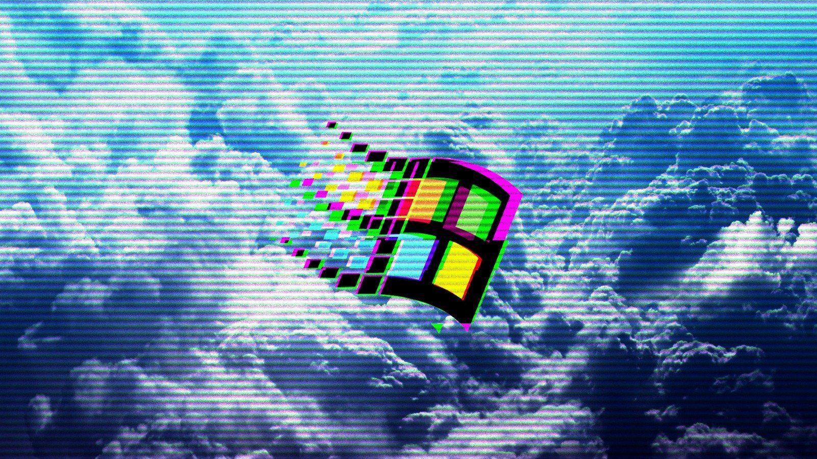 1990s, vaporwave, clouds, Windows 98