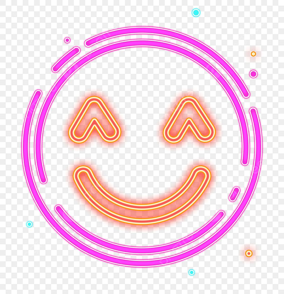 Neon Smiley PNG Transparent Image Free