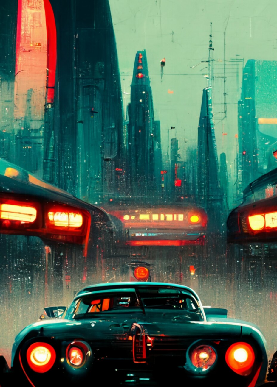 Car Cyberpunk Style Wall Mural