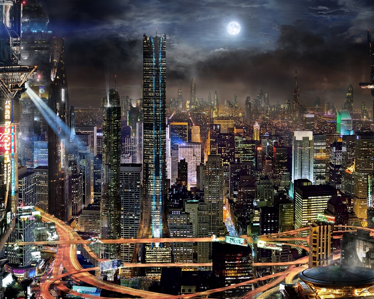 Wallpaper Future city, skyscrapers