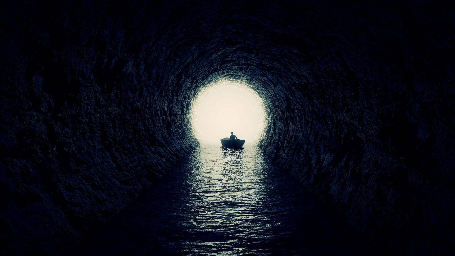 Download wallpaper 1920x1080 cave, boat