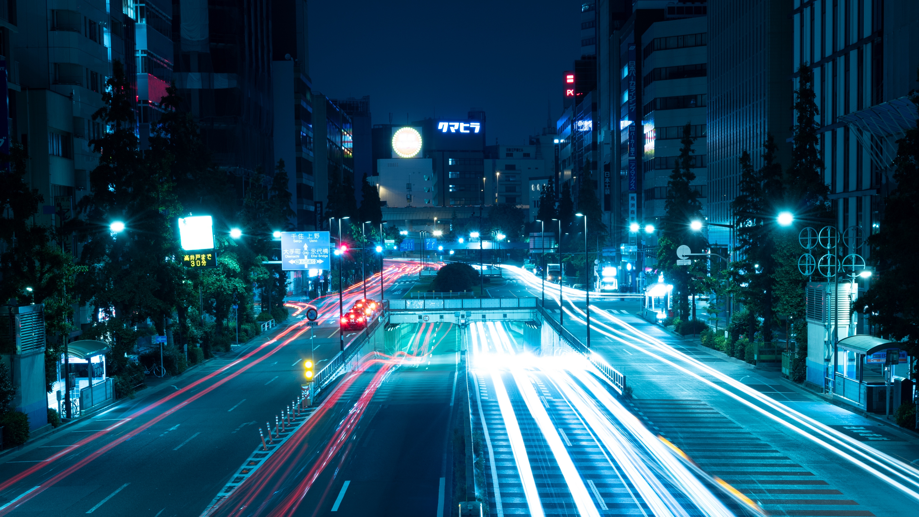 Wallpaper 4k night city, road, light, city lights, tokyo, japan 4k Wallpaper