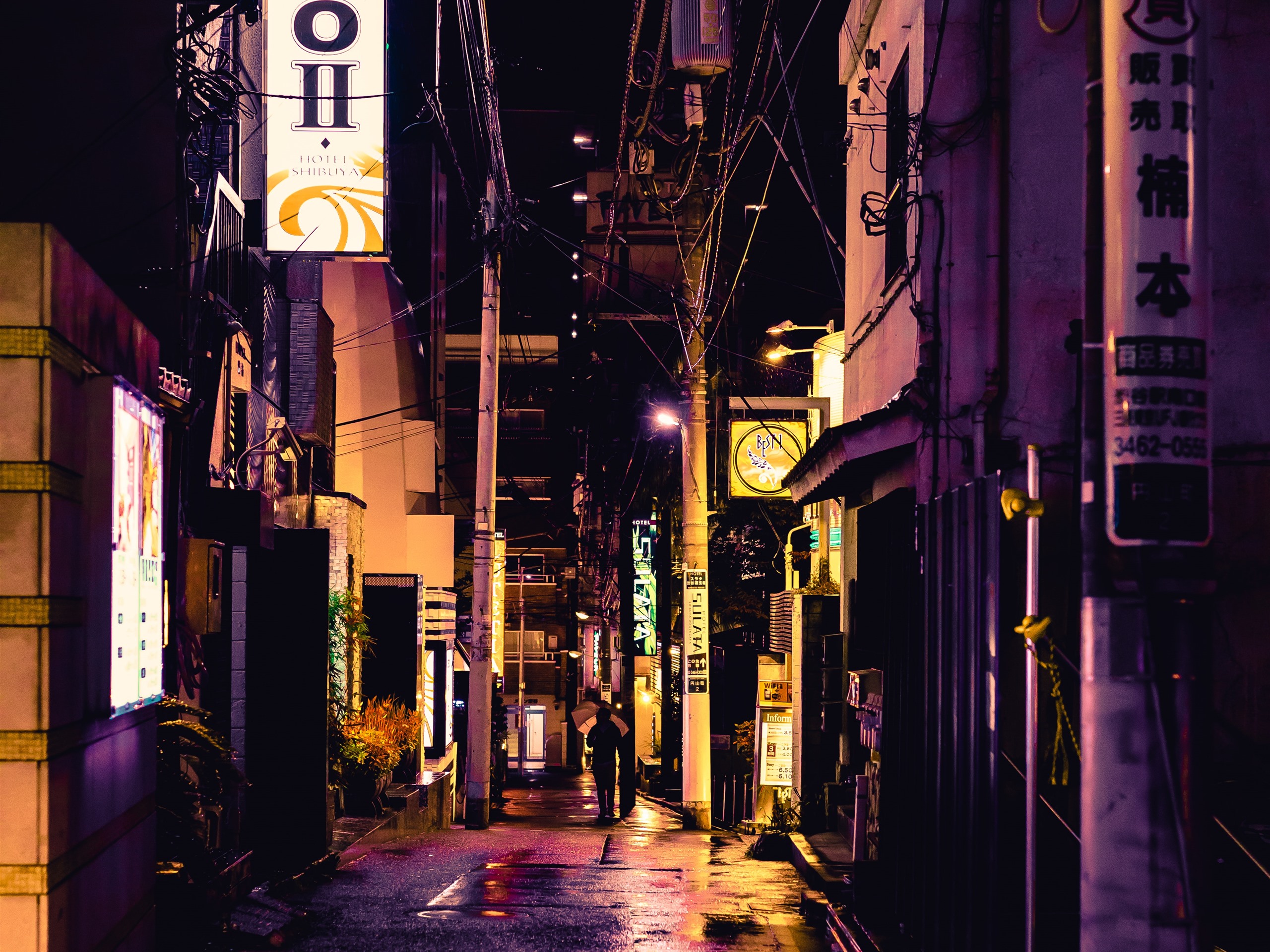 Wallpaper Street, city, alley, night