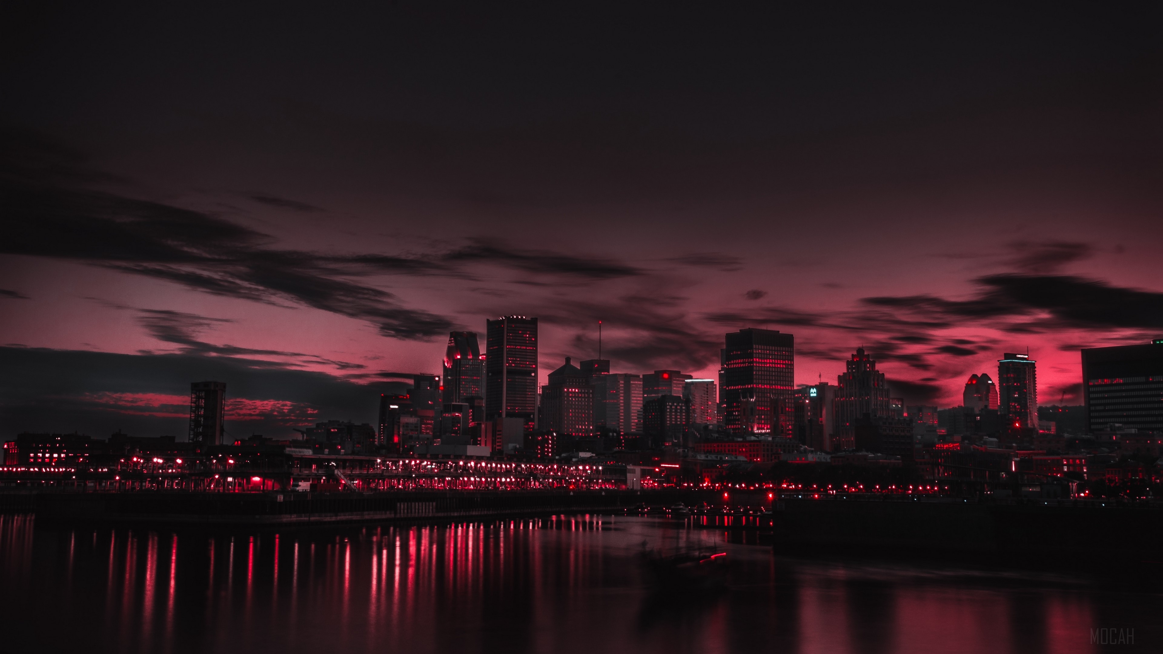 city, night, panorama 4k